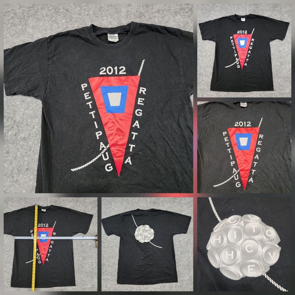 Pettipaug Yacht Club Regatta 2012 Mens L Large Sailing Black Graphic T Shirt
